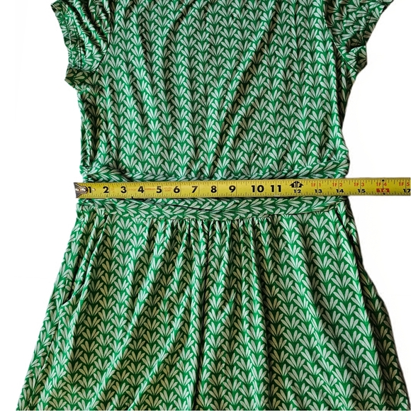 Boden Green A-Line Midi Stretch Dress Short Sleeve Crew Neck With Pockets - Picture 10 of 16